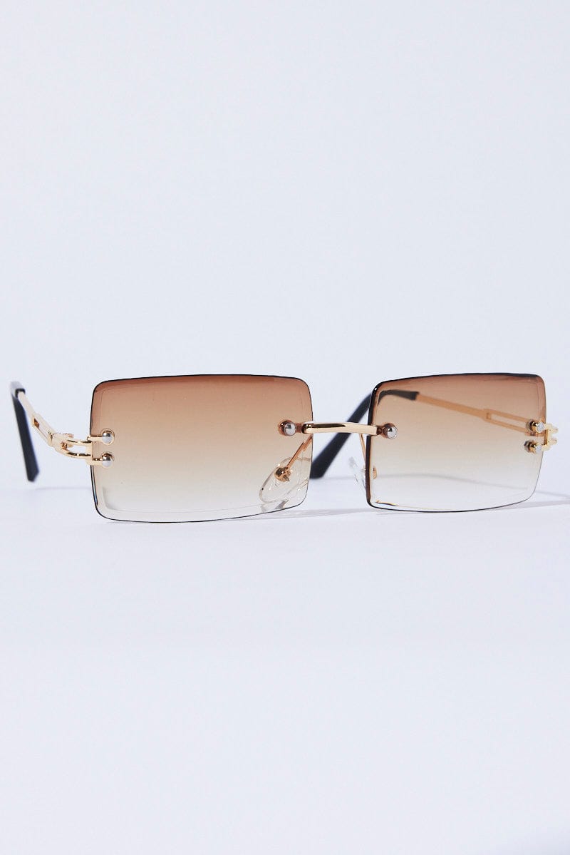 Brown Rimless Sunglasses for Ally Fashion