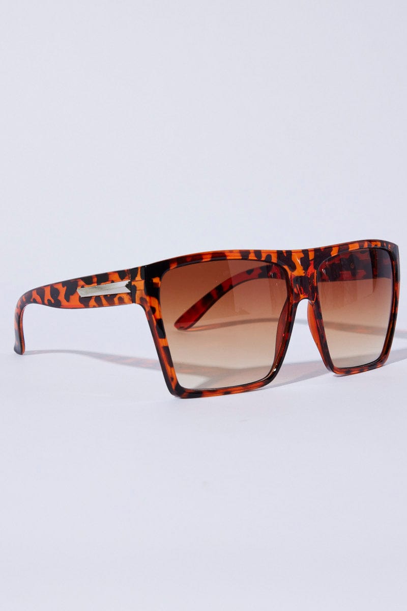 Brown Animal Print Oversized Square Sunglasses for Ally Fashion