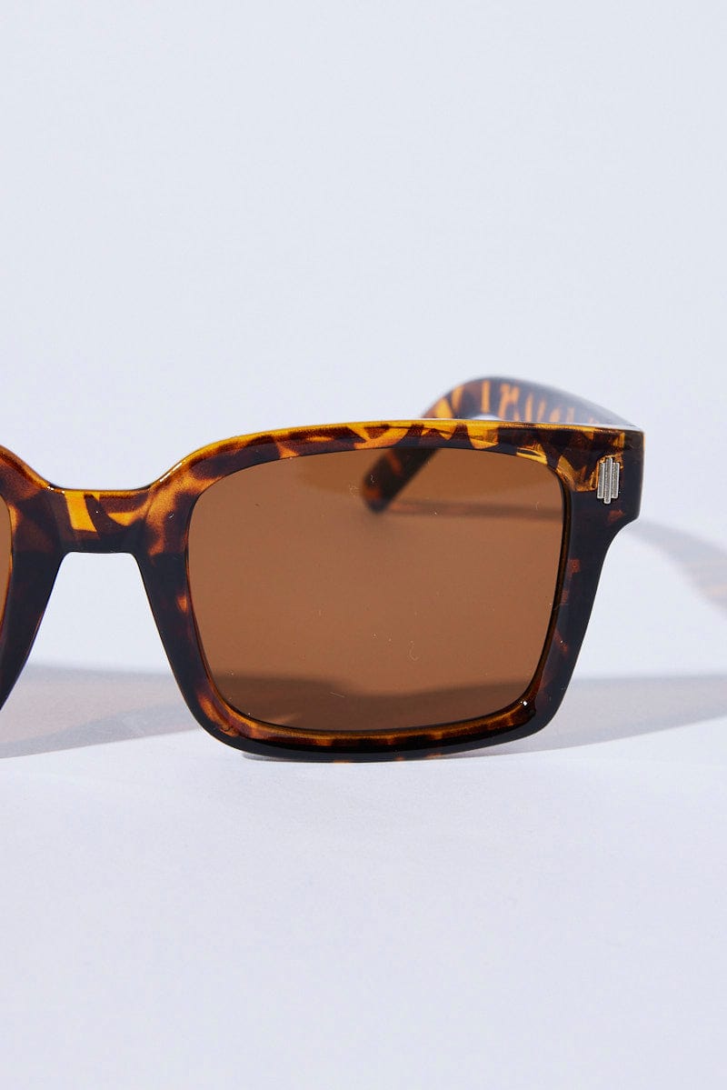 Brown Animal Print Square Sunglasses for Ally Fashion