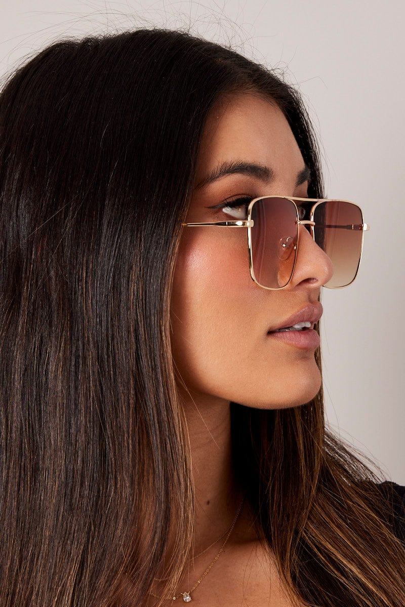 Brown oversized sunglasses hotsell