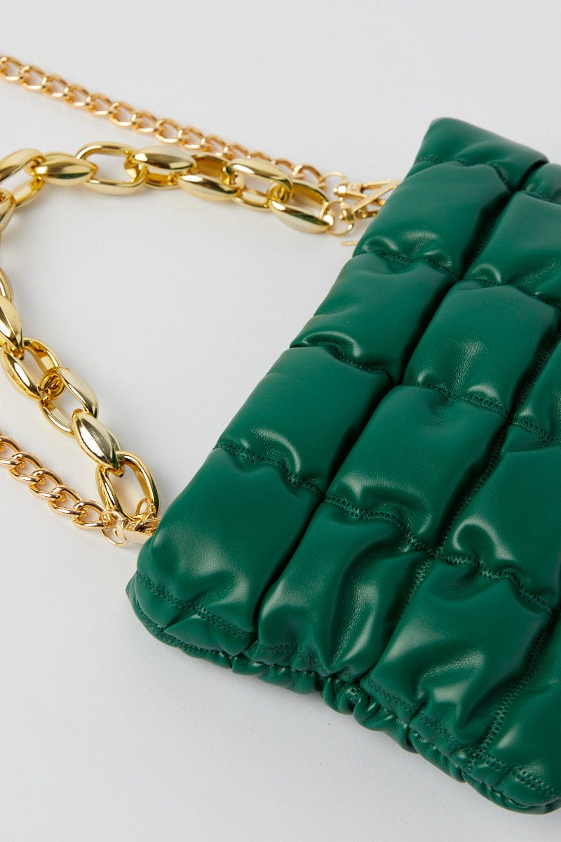 Green Chain Decor Quilted Shoulder Bag for Ally Fashion