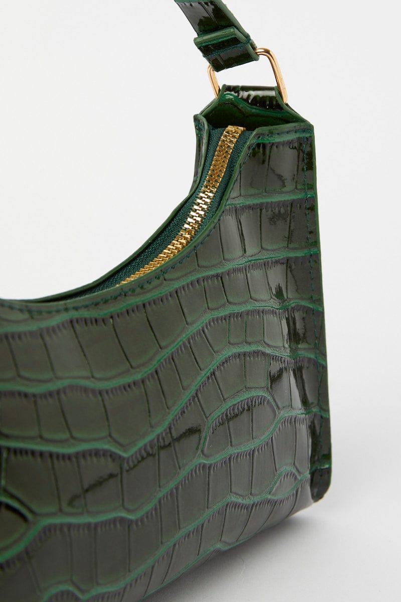 Green Croc Print Shoulder Bag for Ally Fashion