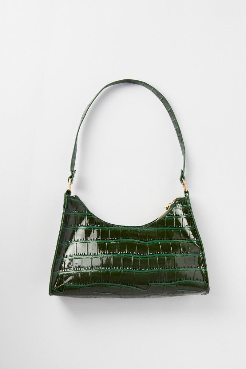 Green Croc Print Shoulder Bag for Ally Fashion