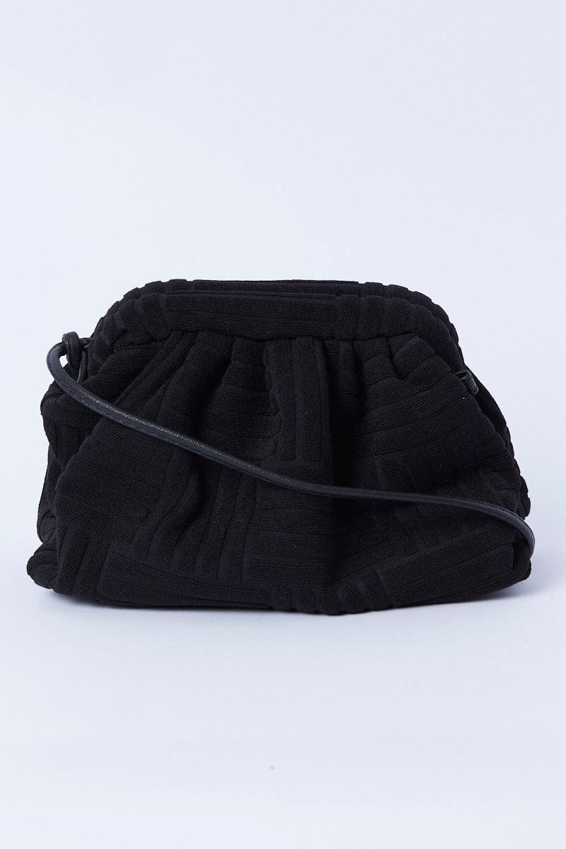 Black Toweling Detail Crossbody Bag for Ally Fashion