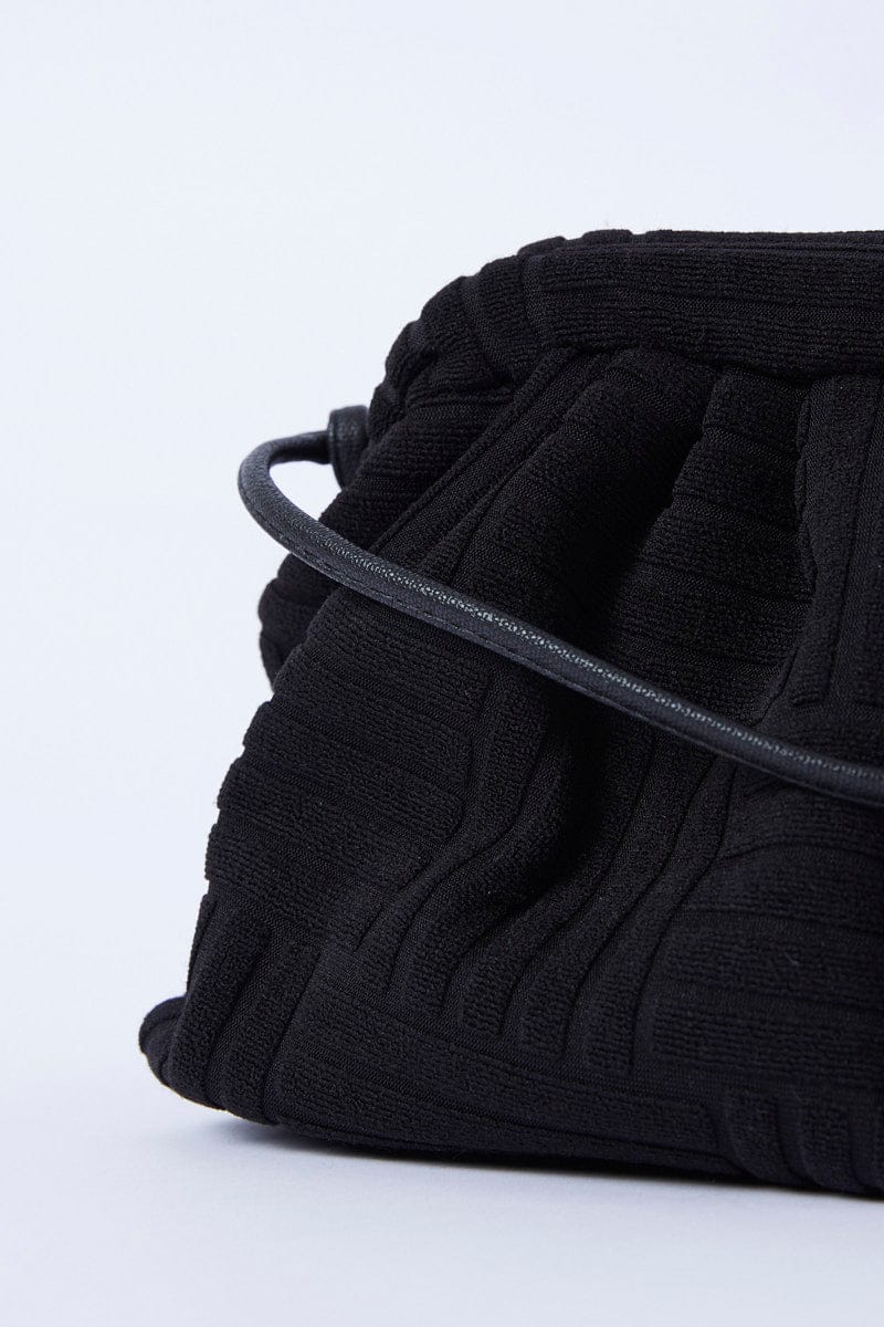 Black Toweling Detail Crossbody Bag for Ally Fashion