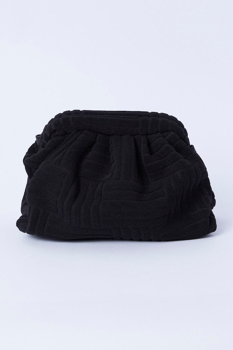 Black Toweling Detail Crossbody Bag for Ally Fashion