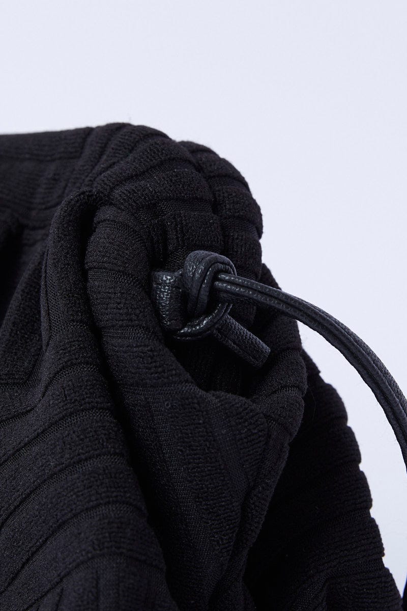 Black Toweling Detail Crossbody Bag for Ally Fashion