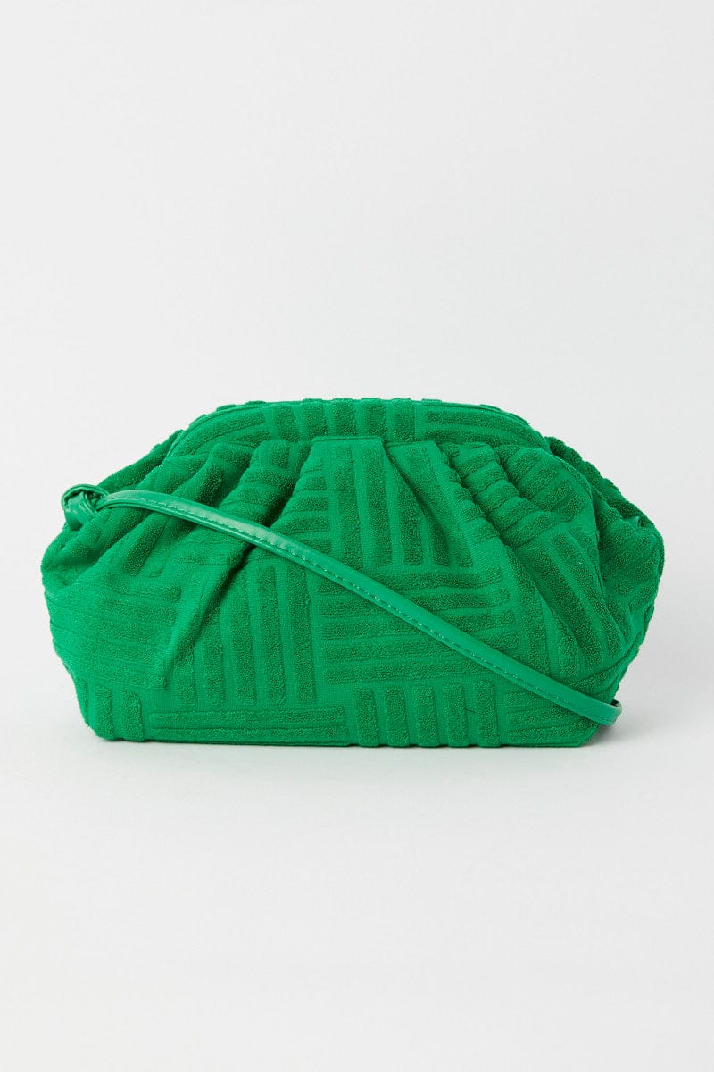 Green Toweling Detail Crossbody Bag for Ally Fashion