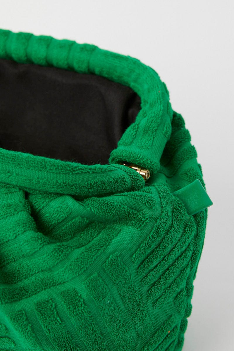 Green Toweling Detail Crossbody Bag for Ally Fashion