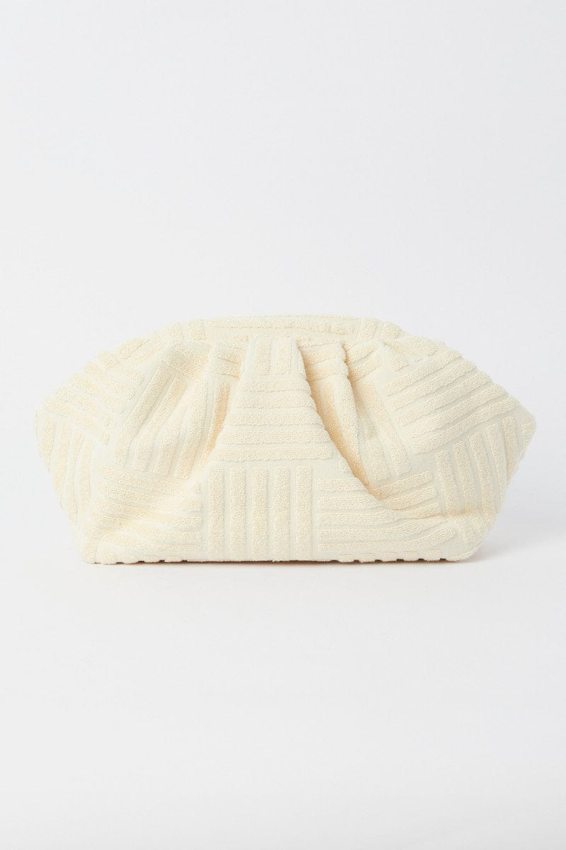 White Toweling Detail Crossbody Bag for Ally Fashion