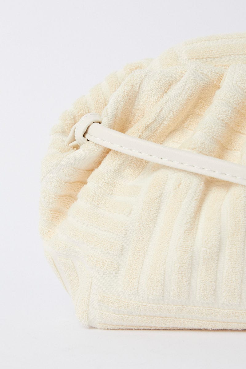 White Toweling Detail Crossbody Bag for Ally Fashion