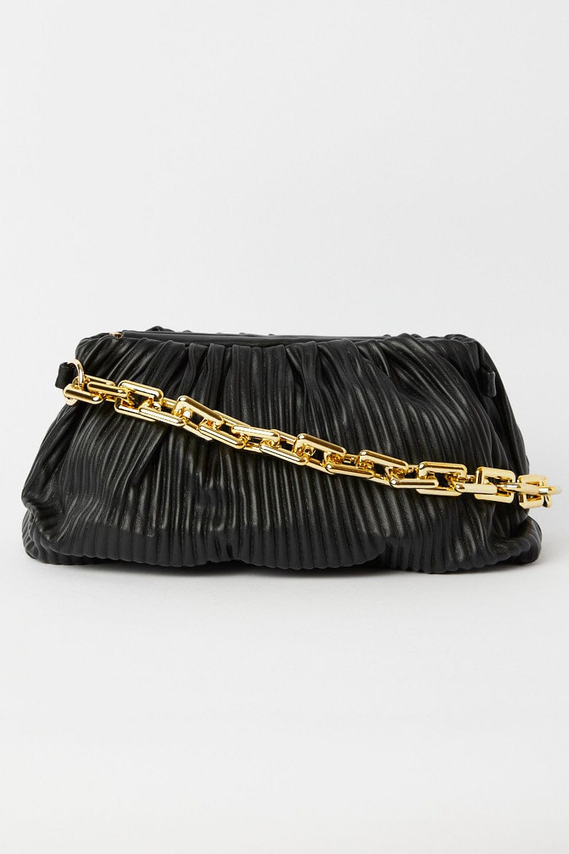 Black Ruched Crossbody Bag for Ally Fashion