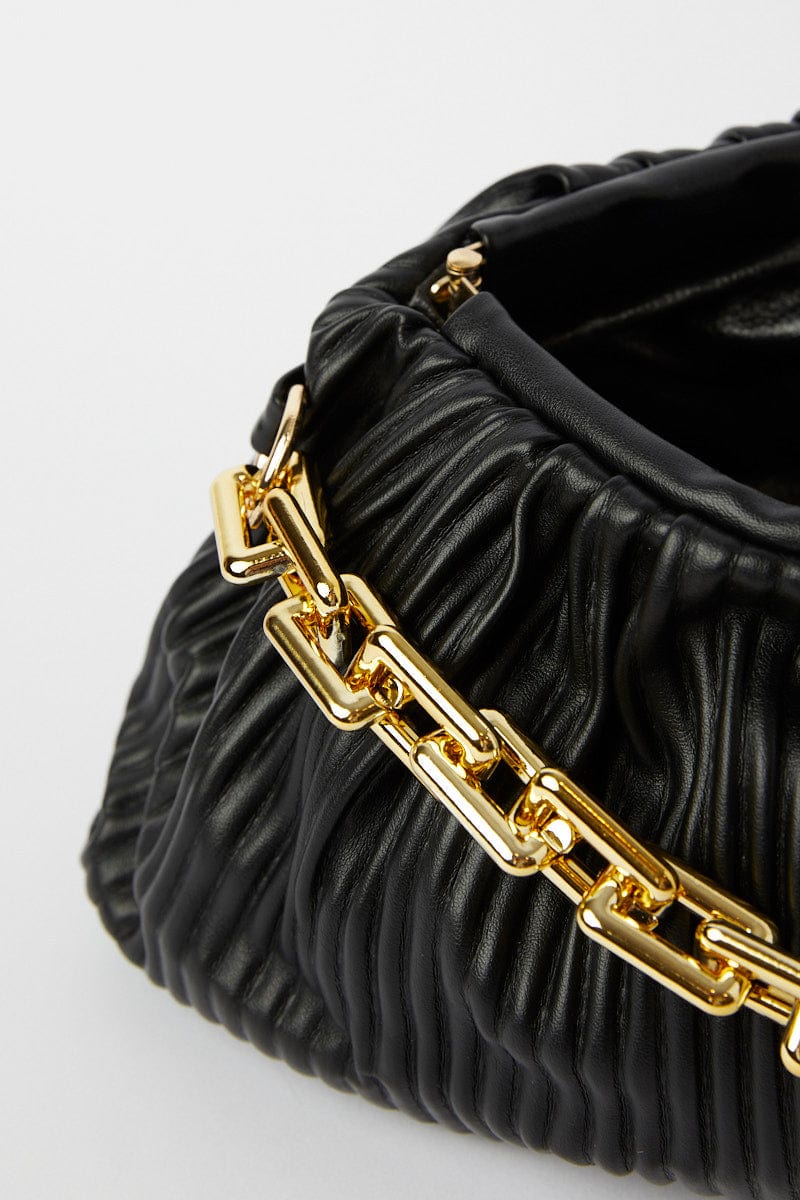 Black Ruched Crossbody Bag for Ally Fashion