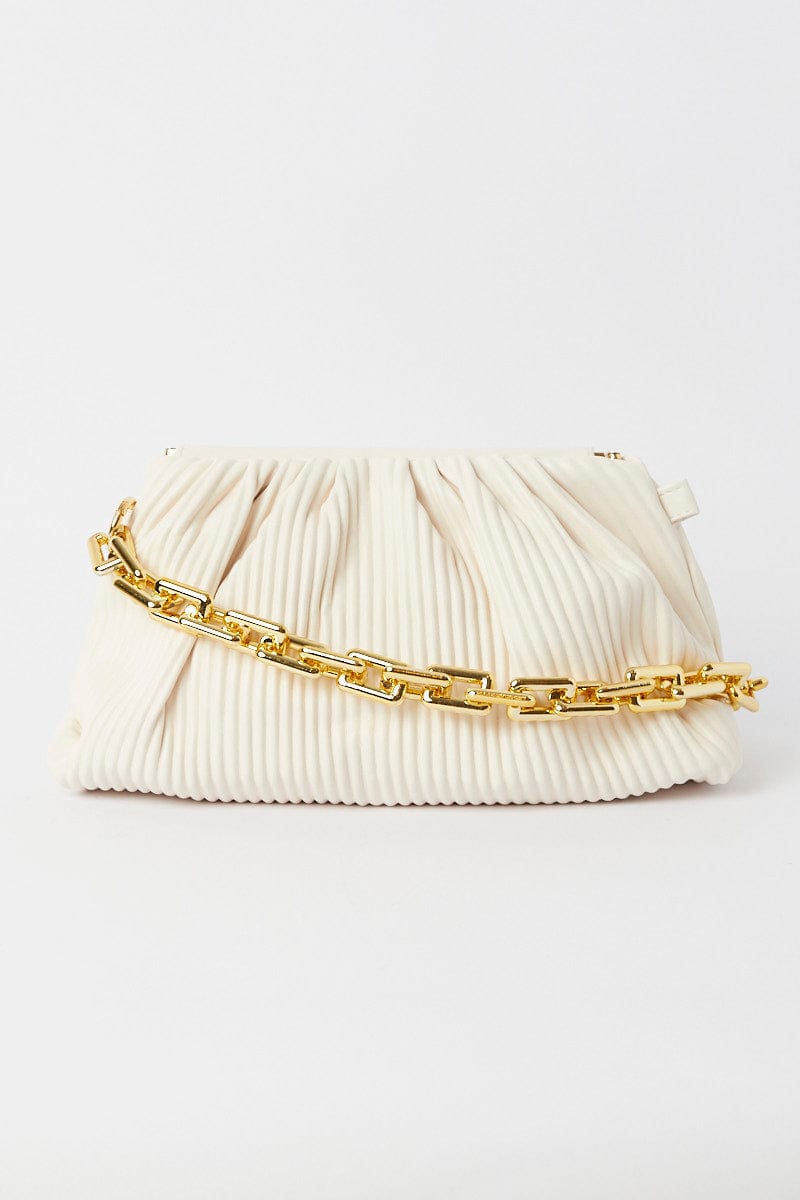 White Ruched Crossbody Bag for Ally Fashion