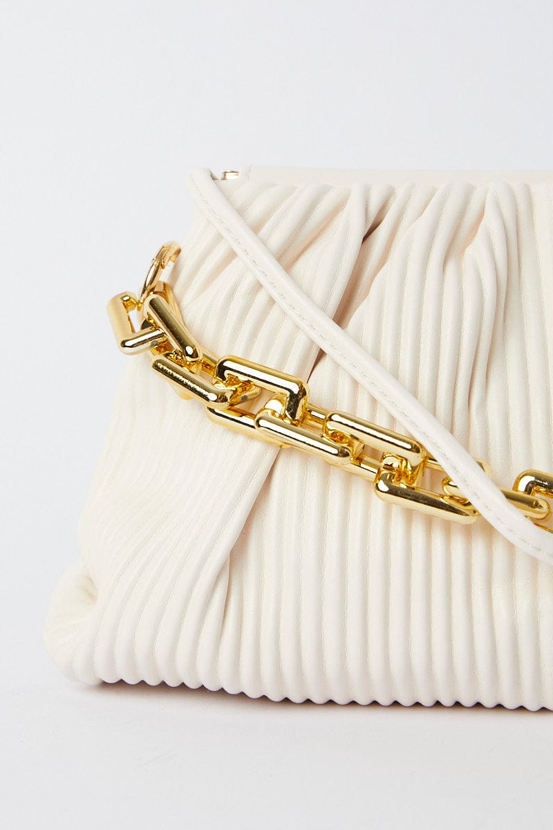 White Ruched Crossbody Bag for Ally Fashion