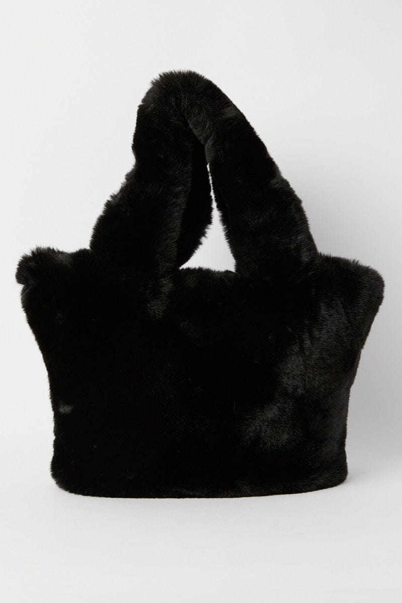 Black Faux Fur Tote Bag for Ally Fashion