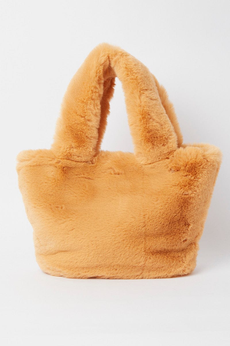 Beige Faux Fur Tote Bag for Ally Fashion