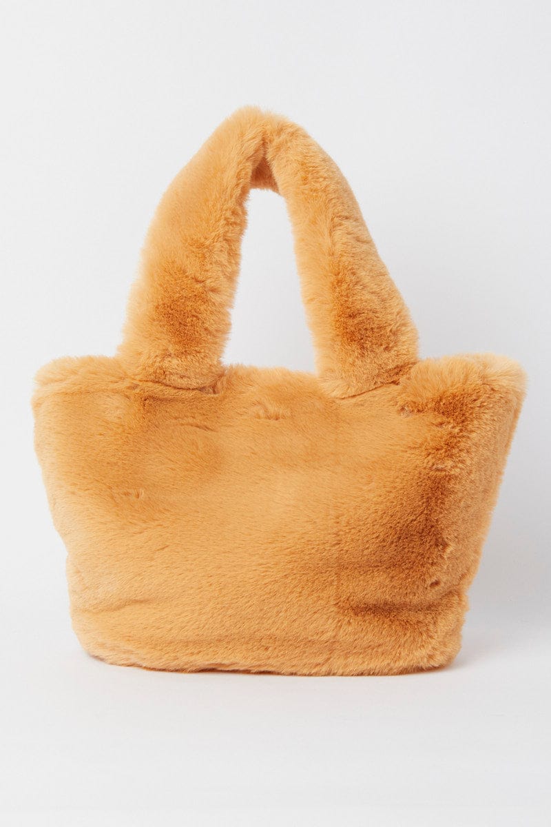 Beige Faux Fur Tote Bag for Ally Fashion