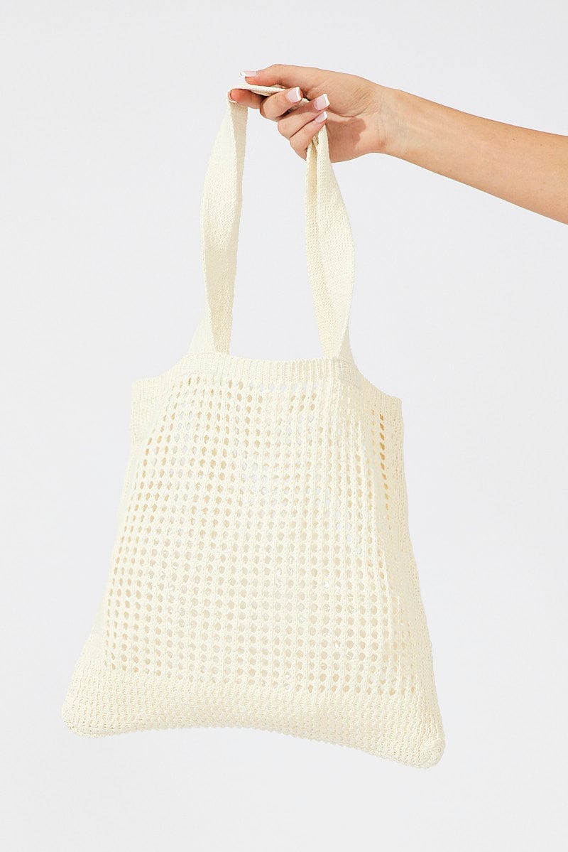 White Crochet Shopper Bag for Ally Fashion