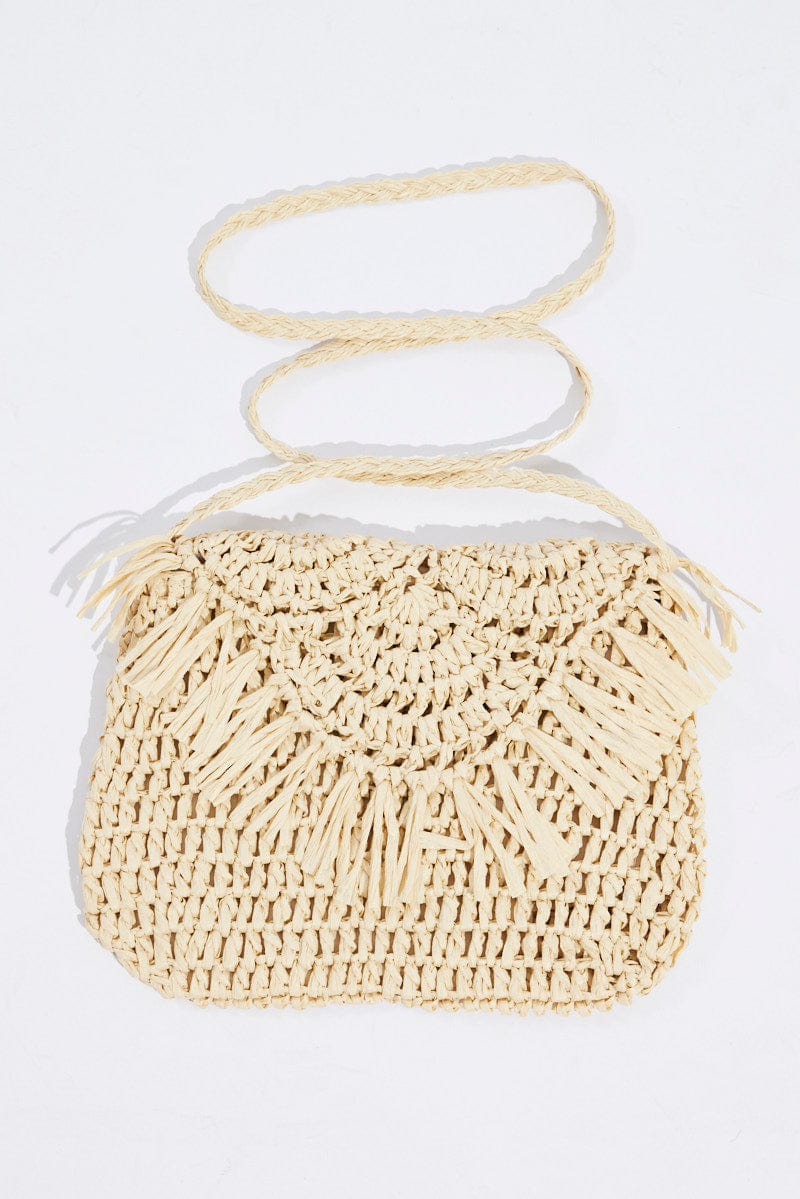 Beige Straw Crossbody Bag for Ally Fashion