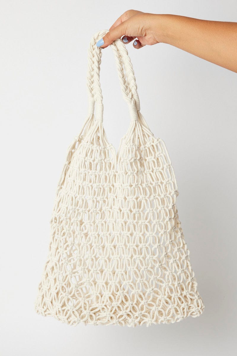 White Crochet Shopper Bag for Ally Fashion
