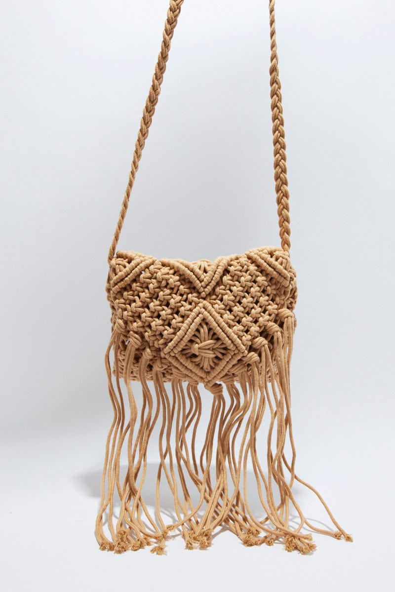 Brown Crochet Crossbody Bag for Ally Fashion