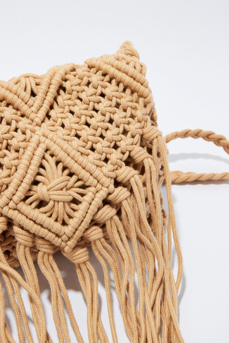 Brown Crochet Crossbody Bag for Ally Fashion
