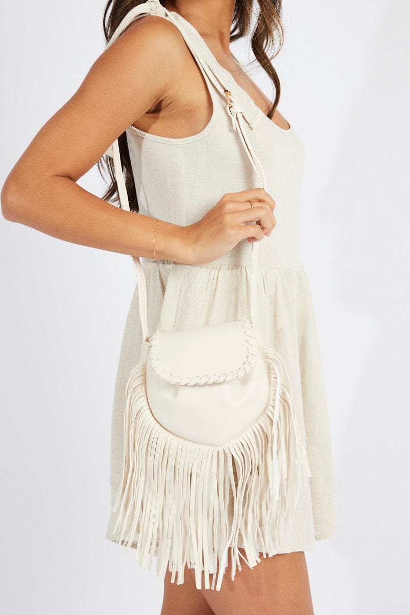 White Fringe Decor Crossbody Bag for Ally Fashion