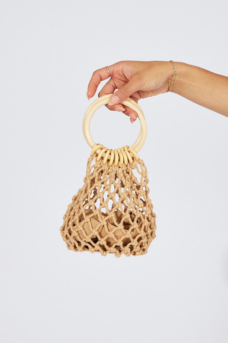 Brown Crochet Round Handled Bag for Ally Fashion