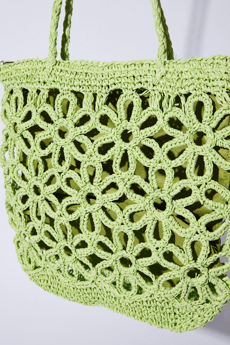 Green Flower Crochet Shopper Bag Ally Fashion - Main Image