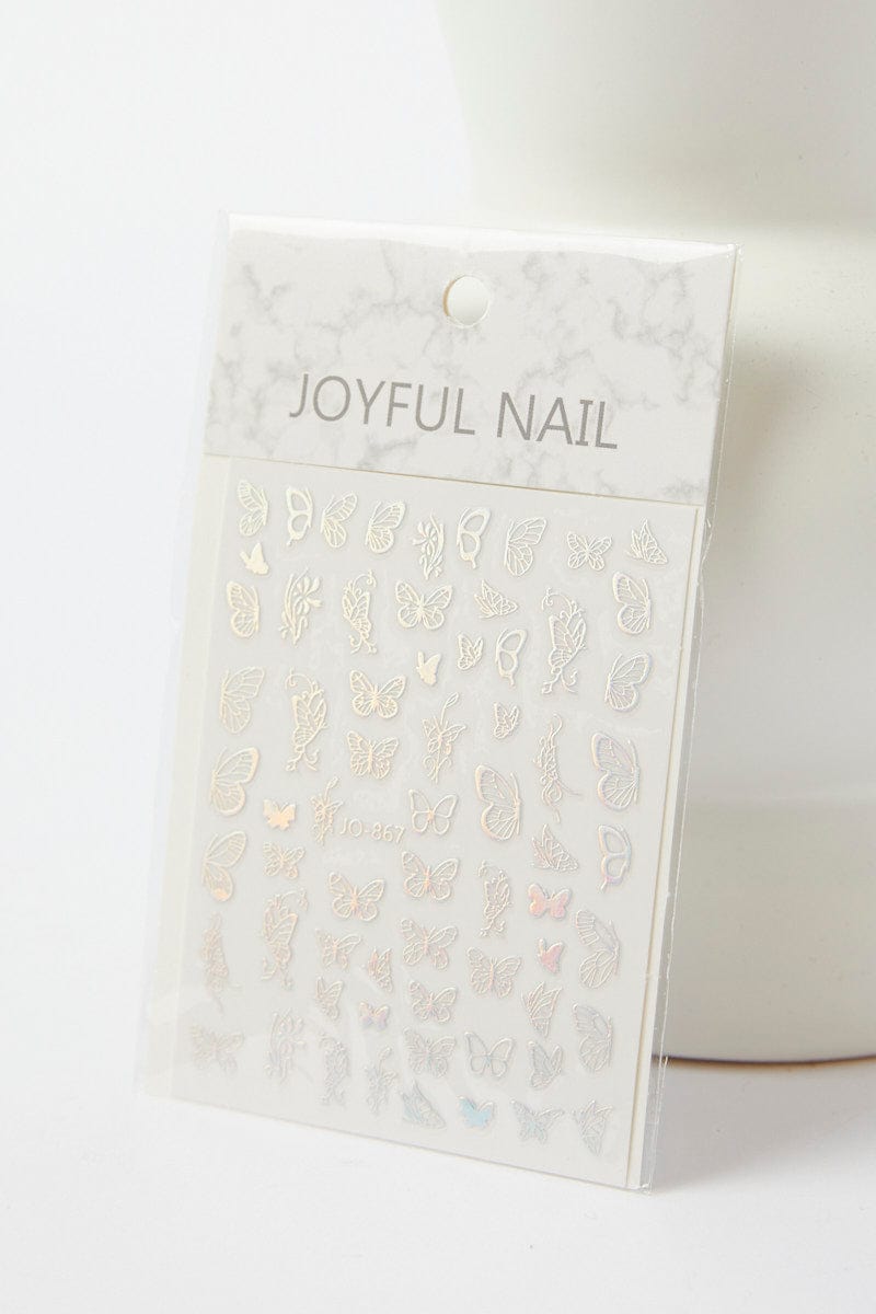 Silver Butterfly Pattern Nail Art Sticker Decals for Ally Fashion