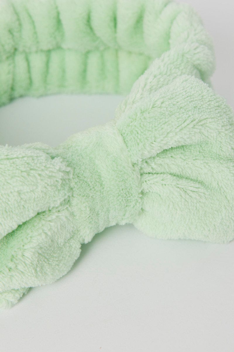 Green Fluffy Elastic Spa Hair Band Headband for Make Up for Ally Fashion