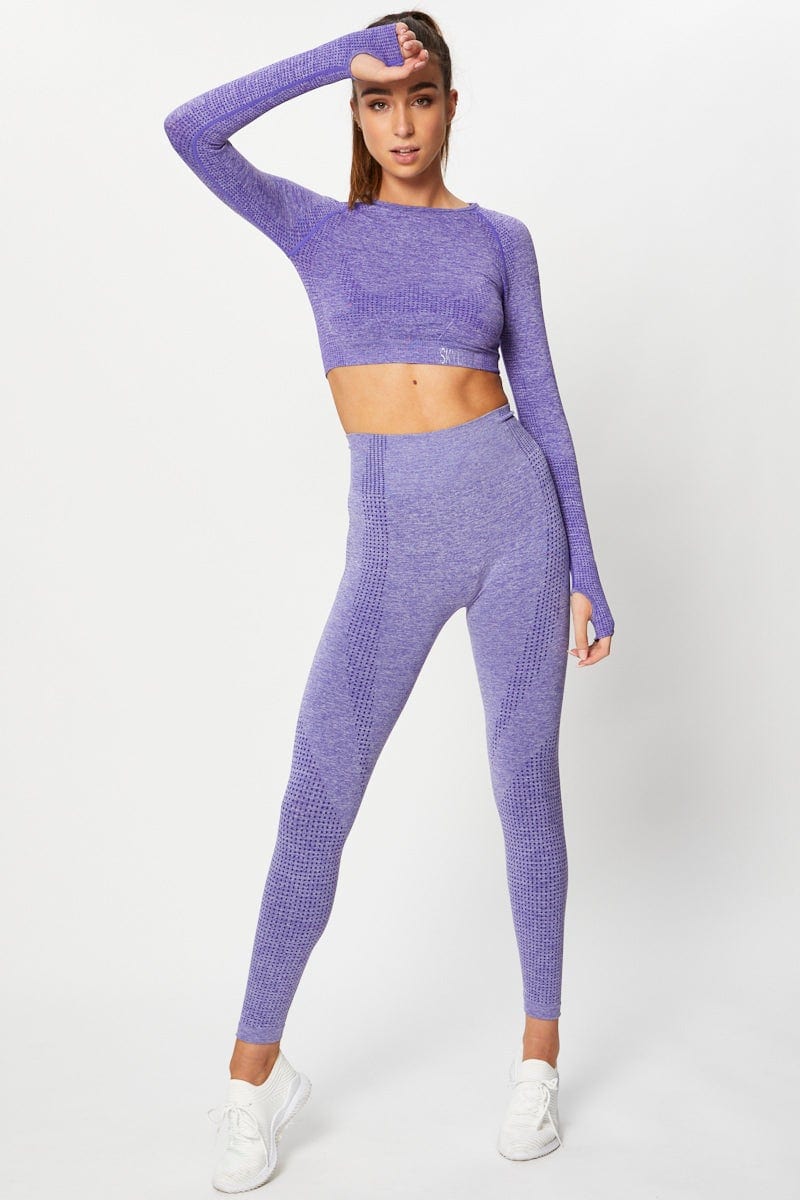 AW LEGGINGS Purple Seamless Activewear Leggings for Women by Ally