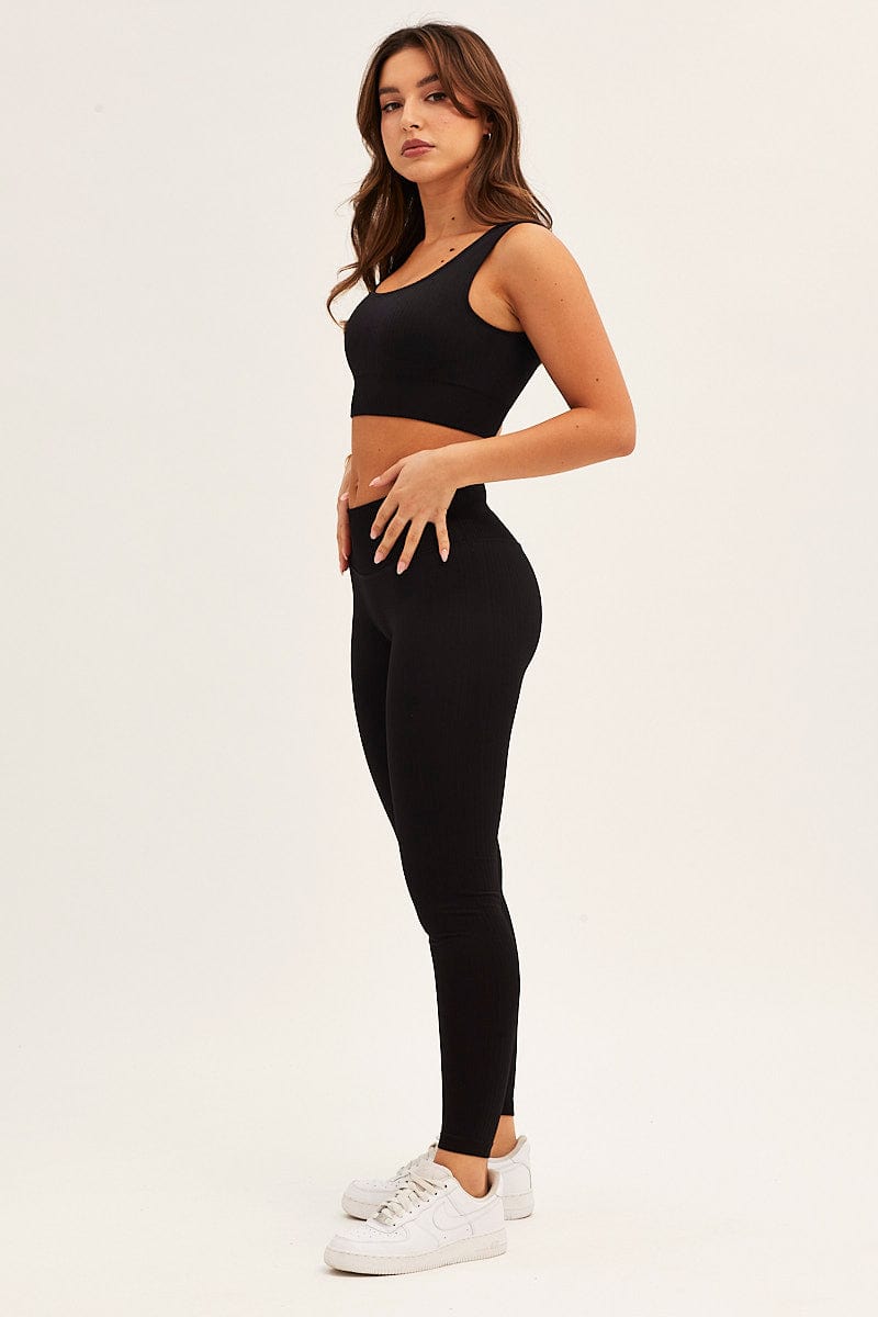 AW SET Black Seamless Activewear Leggings Set for Women by Ally