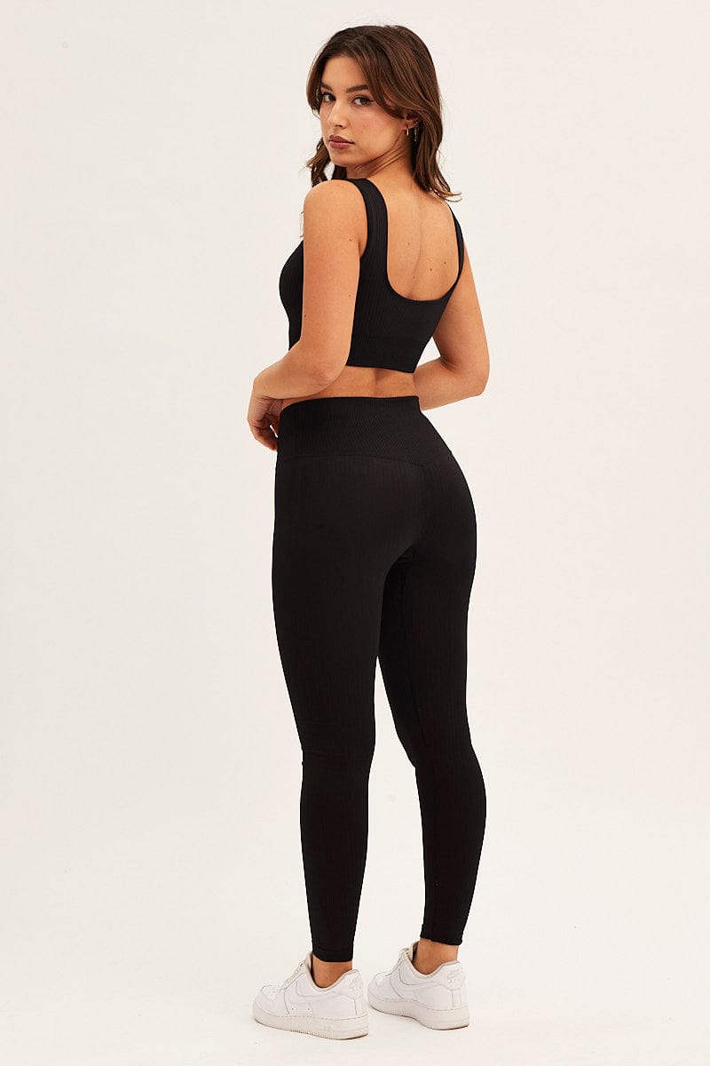 AW SET Black Seamless Activewear Leggings Set for Women by Ally