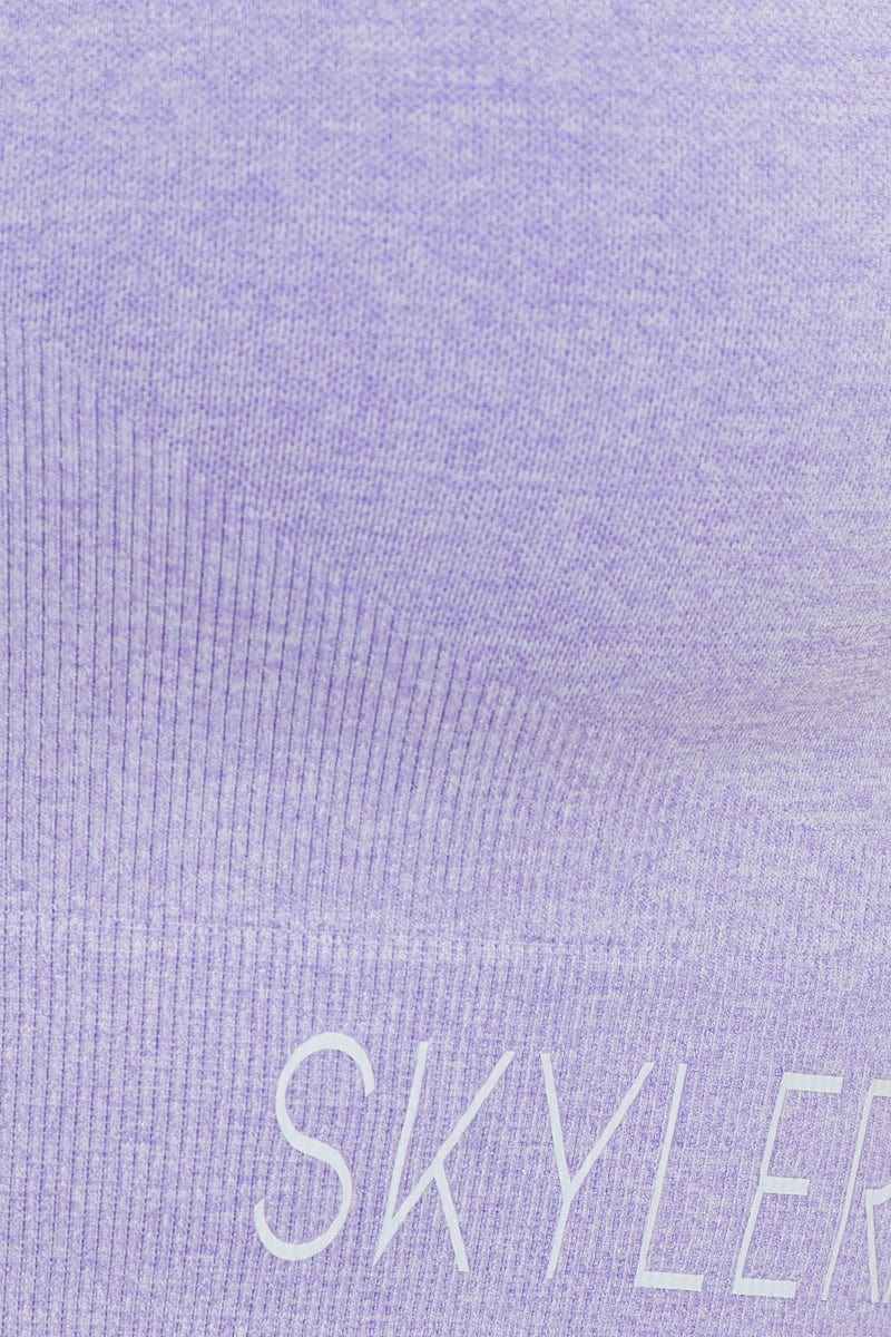 AW TOP Purple Fitted Seamless Cropped T Shirt for Women by Ally