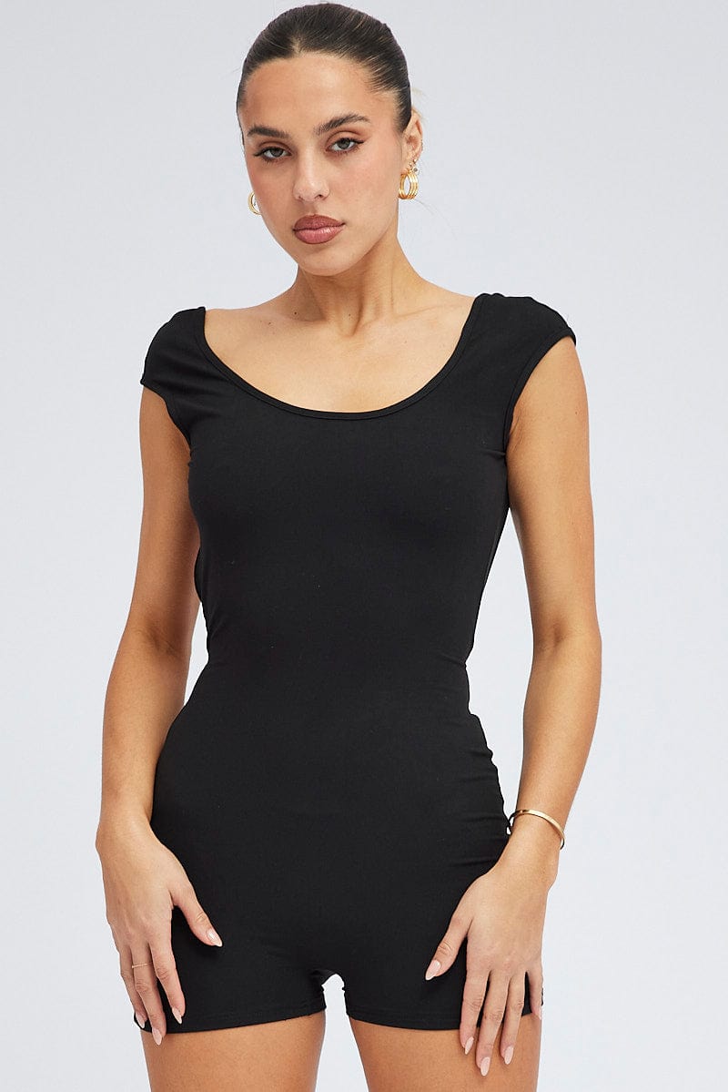 Black Backless Unitard for Ally Fashion