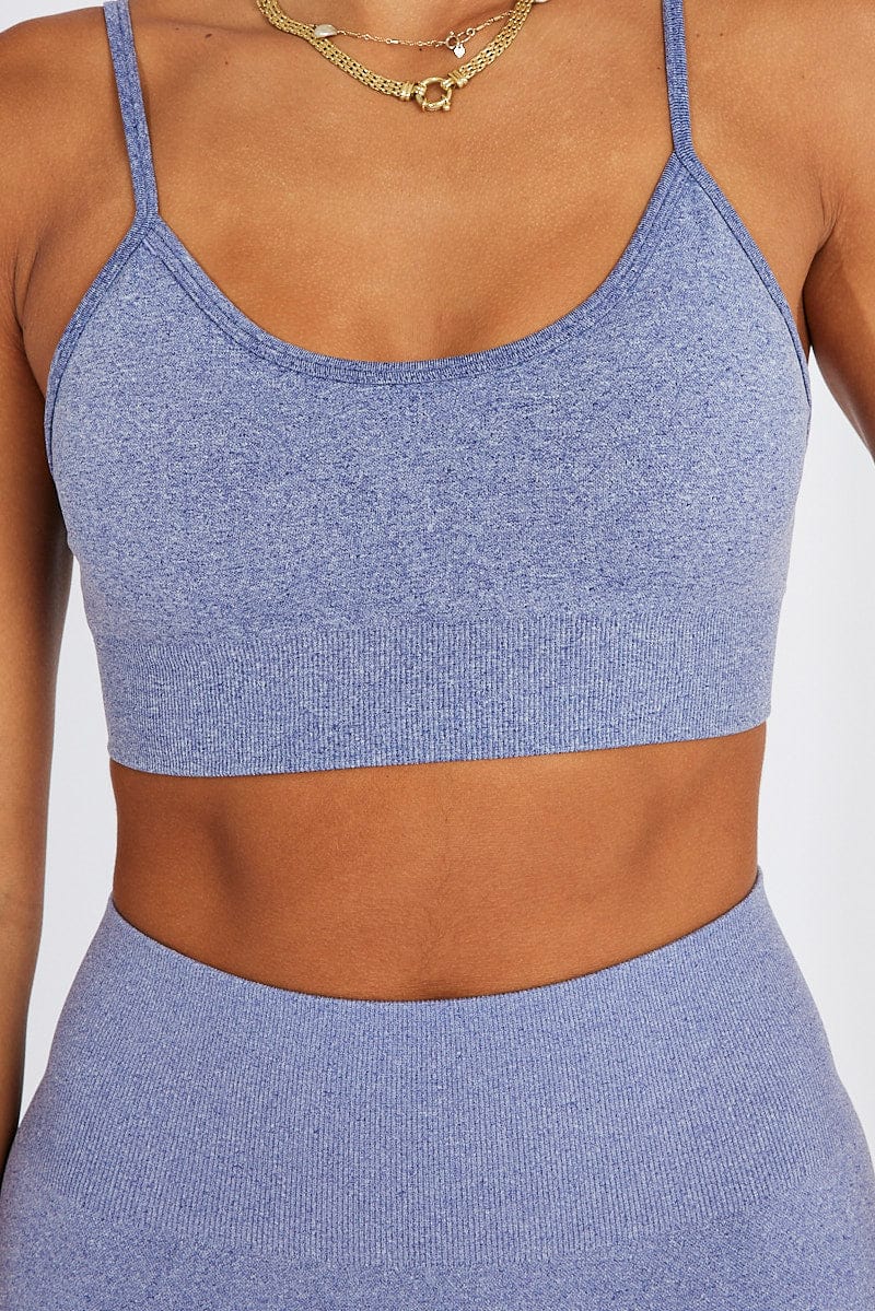 Blue Seamless Top And Shorts Activewear Set for Ally Fashion