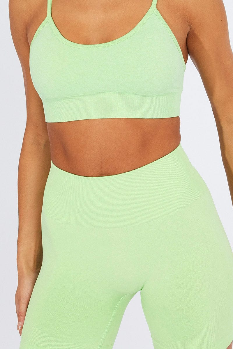 Green Seamless Top And Shorts Activewear Set for Ally Fashion