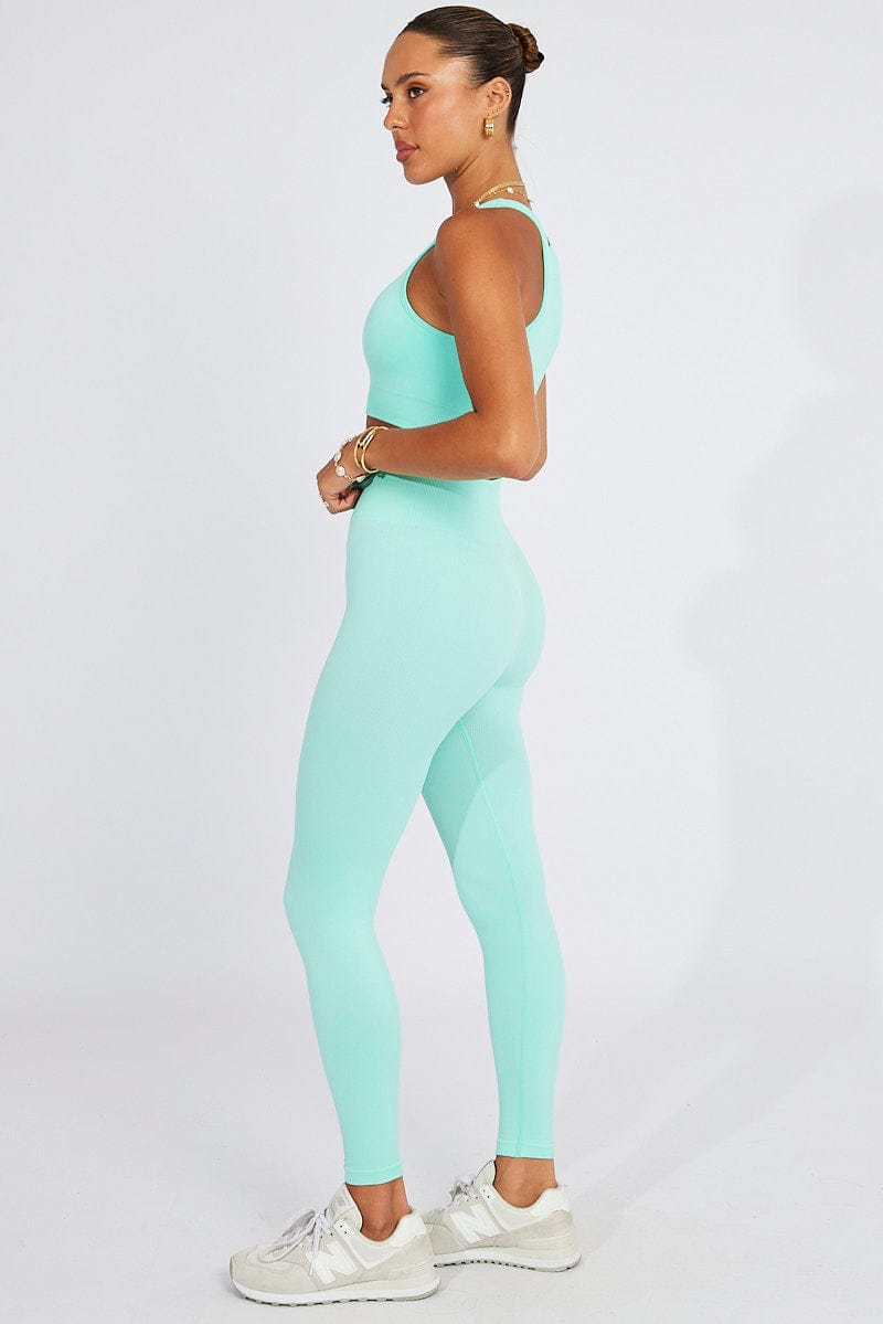 Green Seamless Top And Leggings Activewear Set for Ally Fashion