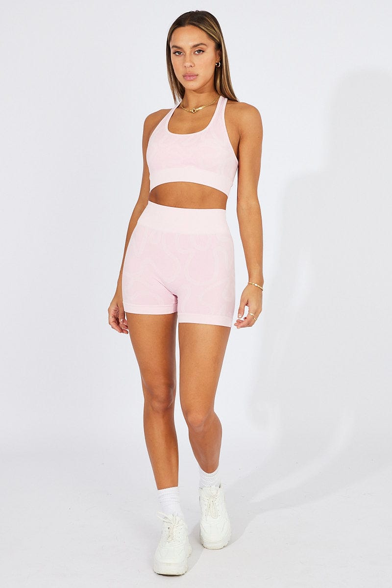 Pink Seamless Tank Top And Shorts Activewear Set for Ally Fashion