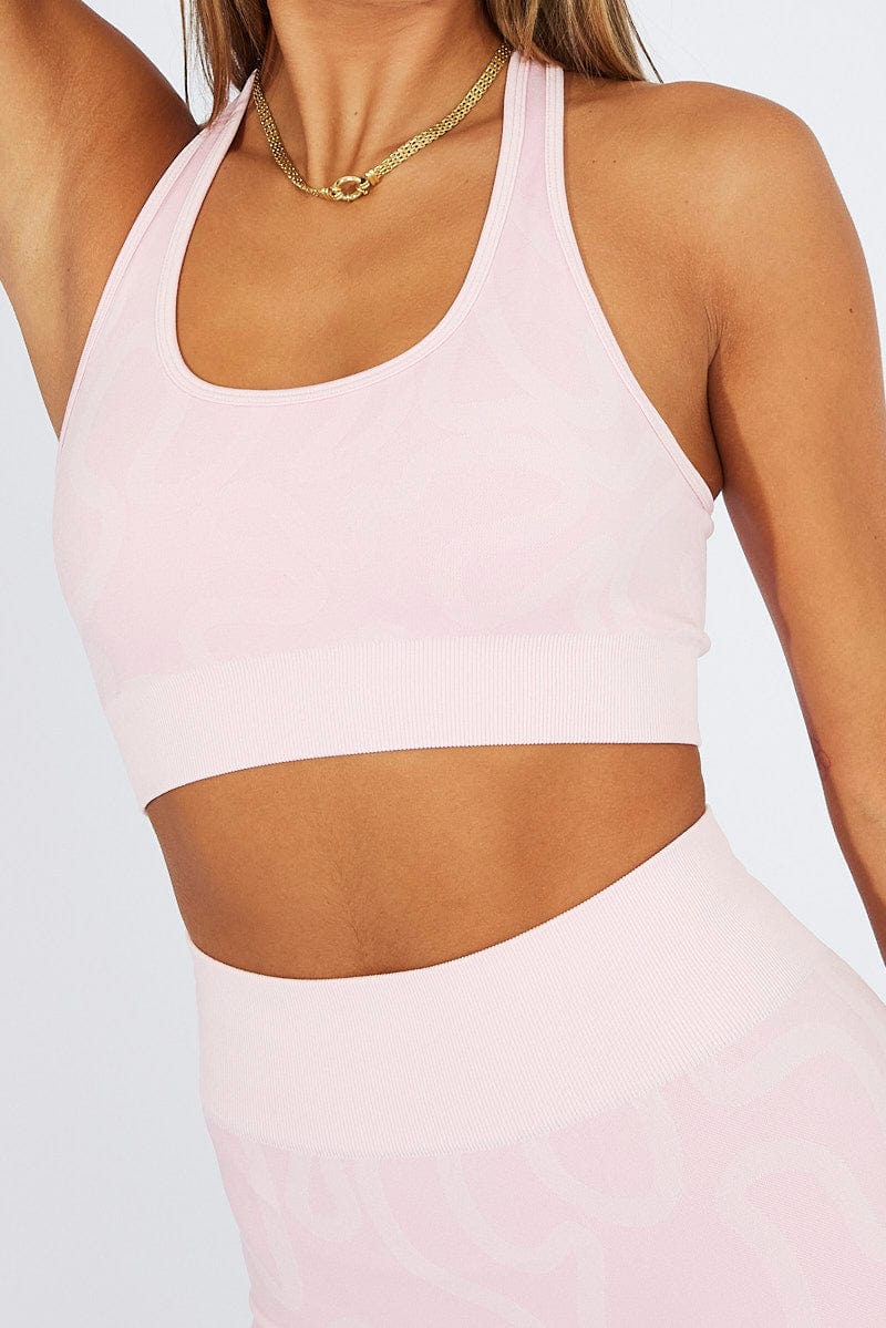 Pink Seamless Tank Top And Shorts Activewear Set