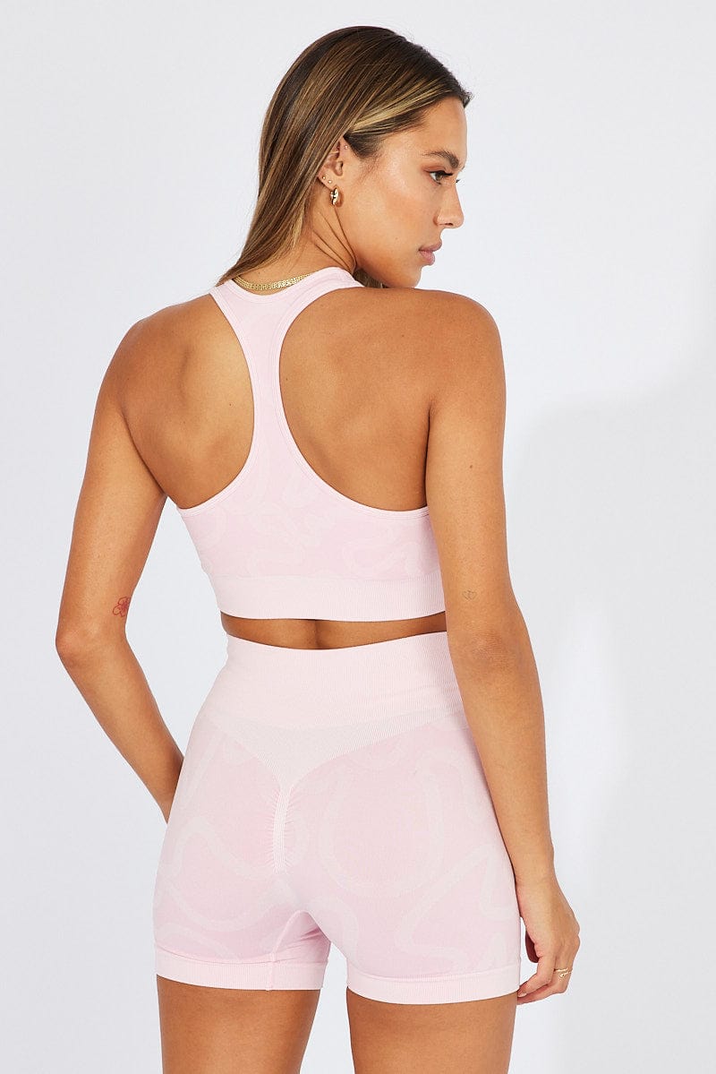 Pink Seamless Tank Top And Shorts Activewear Set for Ally Fashion