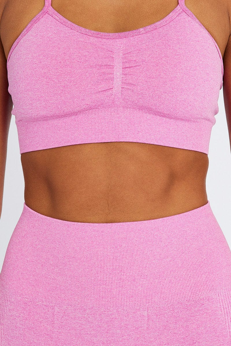 Pink Seamless Top And Shorts Activewear Set for Ally Fashion
