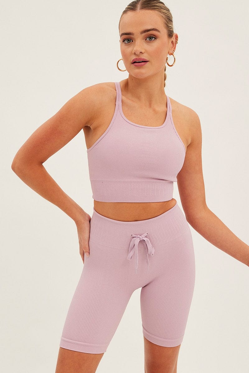 Purple Seamless Activewear Singlet Basic Top for Ally Fashion