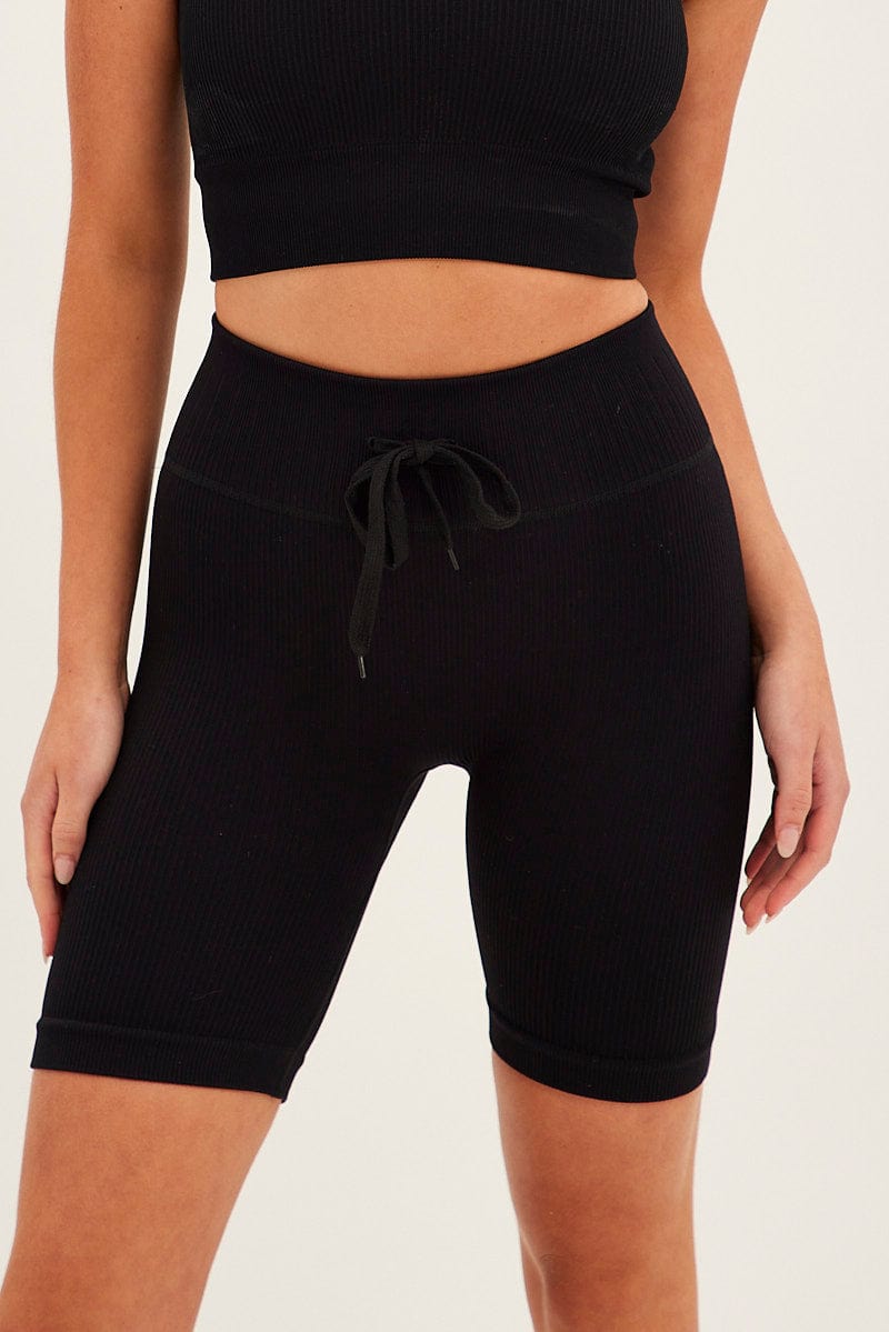 Black Biker Shorts Activewear High Rise Seamless for Ally Fashion