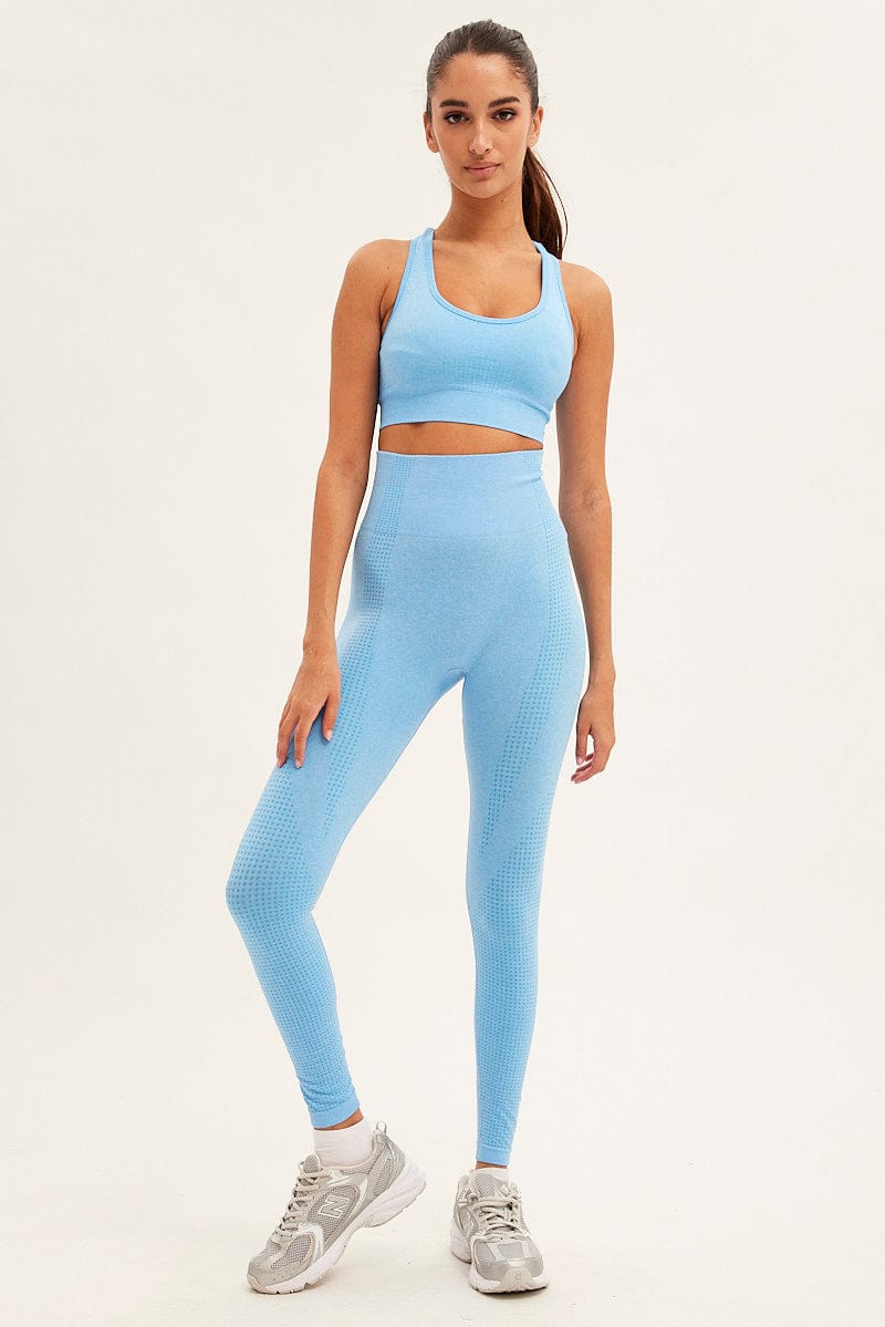Blue Activewear High Rise Legging Seamless for Ally Fashion