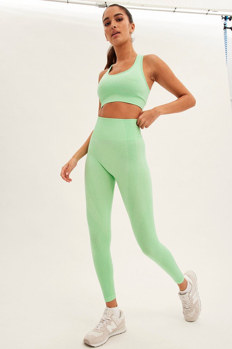 Green Activewear High Rise Legging Seamless for Ally Fashion
