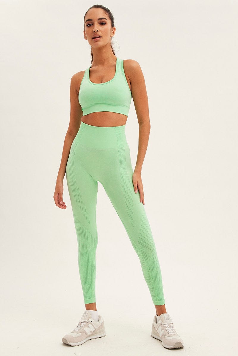 Green Activewear High Rise Legging Seamless for Ally Fashion