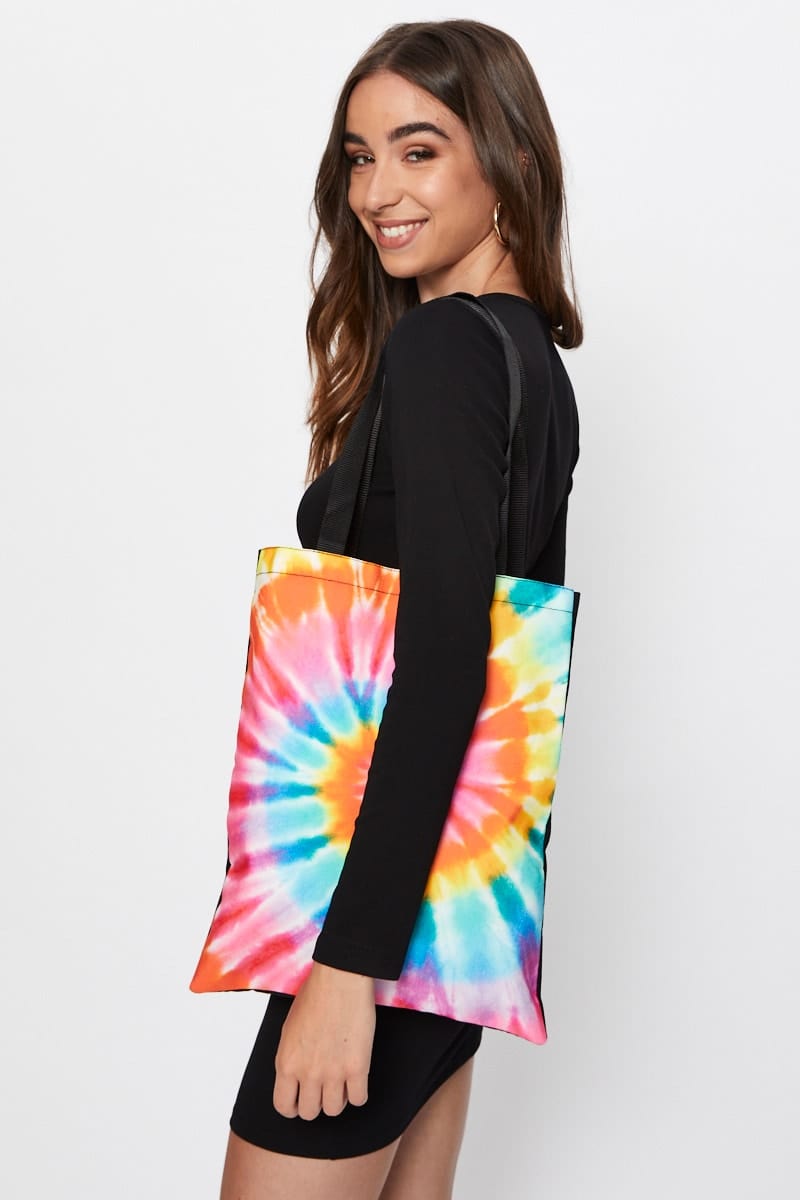 BAGS Black Tie Dye Tote Bag for Women by Ally